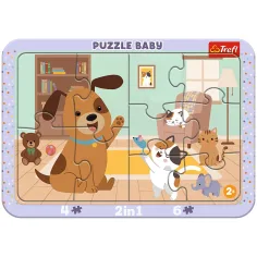 Kućni ljubimci u dnevnoj sobi 2 u 1 okvirni baby puzzle - Trefl