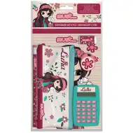 Luna: 6-dijelni pribor za djevojčice s držačem za olovke, kalkulatorom i priborom za pisanje