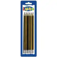 Luna: Žuto-crne HB grafitne olovke sa gumicom 6kom