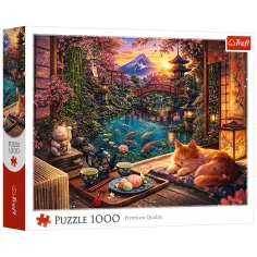 Mačka u sakura vrtu 1000 dijelova puzzle - Trefl