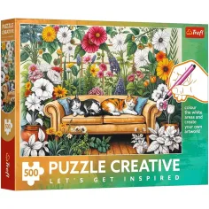 Mačke u cvjetnom vrtu – 500 dijelova Creative puzzle – Trefl