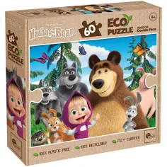 Maša i medvjed 2 u 1 60-dijelni Eco puzzle i bojanka 70x50cm - Lisciani