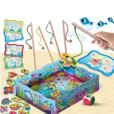 Montessori beba drveni magnetski ribolovni igračka slika 2
