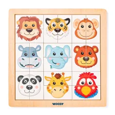 Montessori Safari životinjske glave drveni puzzle - Woodyland