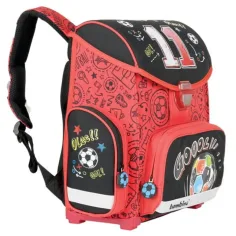 Nogometni crno-crveni ergonomski školski ruksak, ruksak 36x27x14cm - Bambino slika 3