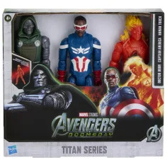 Osvetnici Titan Hero: Doomsday Doctor Doom, Kapetan Amerika i Ljudska Baklja, set akcijskih figura od 29 cm – Hasbro