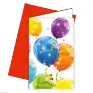 Party Baloons pozivnica s kuvertom - 6 kom