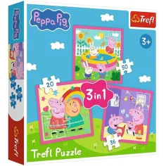 Peppa prasica - 3 u 1 20, 36, 50 komada puzzle - Trefl