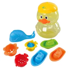 Playgo: set od 8 igračaka za kupanje za bebe u spremniku u obliku patke slika 2