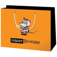 Poklon vrećica srednje veličine "Happy Birthday" sa uzorkom miša 18x23x10cm