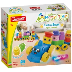 Quercetti: Momy Soft Train – vlak s mekanim kockama, 25 komada