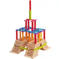 Šareni drveni štapići za gradnju - 200 kom - Woodyland