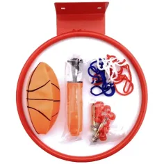 Set metalnih košarkaških prstenova s mrežom u boji, loptom i pumpom, 24 cm slika 4