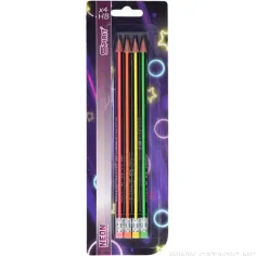 Spirit: Trokutasta HB neon grafitna olovka s gumicom 4 komada
