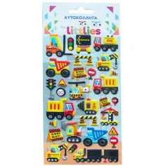 The Littlies: 3D pufasti set naljepnica s radnim strojevima 10x22cm na listu