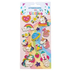 The Littlies: 3D pufasti set naljepnica s jednorogom 10x22cm na listu slika 1