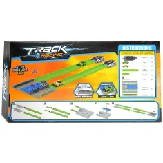 Track Racing: Trkaća staza za ubrzanje sa ciljnom zastavom i 2 mala automobila 1/64 slika 3
