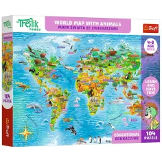 Treflik Svijet mapa s životinjama edukativni 104-dijelni puzzle - Trefl