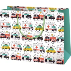 Velika poklon vrećica s uzorkom hitne pomoći, policije i vatrogasaca 33x26,7x13,7cm