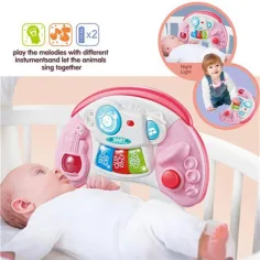 Zabavna igračka za bebe sa svjetlosnim i zvučnim efektima u ružičastoj boji slika 2