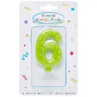 Zelena svijeća sa zlatnim zvijezdicama broj 6