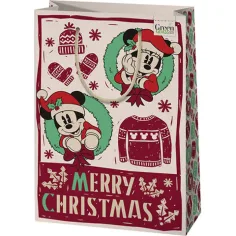 Zelena trava Mickey Mouse božićna velika premium poklon torba 26x14x33cm