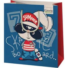 Zeleni Zec s uzorkom za skateboard srednja veličina poklon torba 18x10x23cm