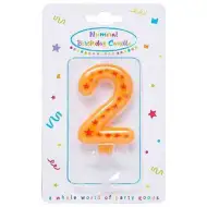 Žuta svijeća sa crvenim zvjezdicama broj 2