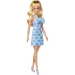 Barbie: Fashionista moderna plavuša lutka u plavoj haljini s uzorkom leptir mašne - Mattel