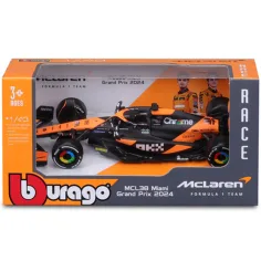 Bburago: McLaren MCL38 Miami Grand Prix 2024 F1 trkaći automobil metalni model automobila 1/43 (Oscar Piastri #81) slika 1