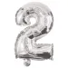 Brojni folija baloni srebrne boje – broj 2, 86 cm