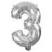 Brojni folija baloni srebrne boje – broj 3, 32 cm