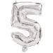 Brojni folija baloni srebrne boje – broj 5, 86 cm