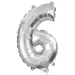 Brojni folija baloni srebrne boje – broj 6, 32 cm