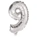 Brojni folija baloni srebrne boje – broj 9, 86 cm