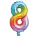 Brojni folija baloni u metalik duginim bojama – broj 8, 34 cm
