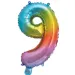 Brojni folija baloni u metalik duginim bojama – broj 9, 34 cm
