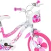 Flappy 16” dječji bicikl s košarom i sjedalicom za lutke u ružičasto-bijeloj boji – Dino Bikes bicikl