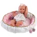 Llorens: Nica 40 cm novorođenačka lutka u odjeći s uzorkom sladoleda s kolijevkom