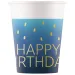 Plave papirnate čaše s natpisom "Sretan rođendan", set od 8 komada, 200 ml
