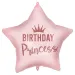 Rođendanski folija balon – s natpisom „Birthday Princess”, u obliku zvijezde, ružičasti, 46 cm