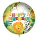 Rođendanski folija balon – s natpisom „Happy Birthday”, s uzorkom džungla životinja, 46 cm
