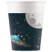 Svemirska avantura papirnate čaše s uzorkom mjeseca i letećeg tanjura, set od 8 komada, 200 ml