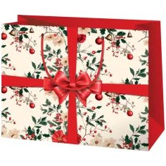 Cardex: Crvena torba za poklone s uzorkom mašne velikih dimenzija 26x13x33cm