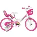 Ružičasti-bijeli dječji bicikl s jednorogom veličine 14 - Dino Bikes bicikl